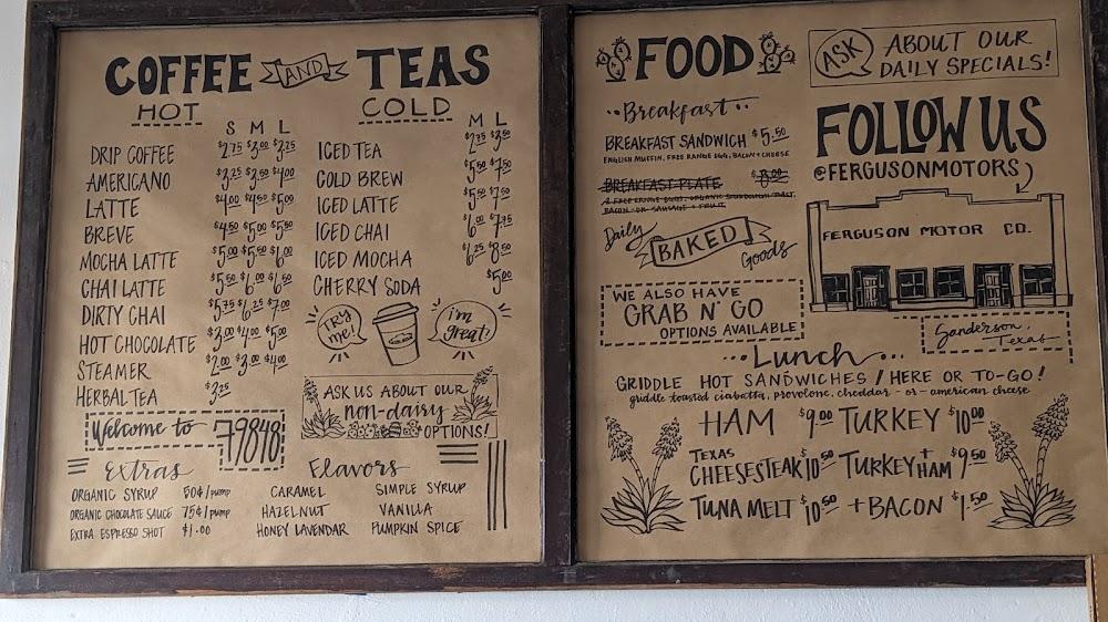 Ferguson Motors Cafe & Coffee Menu image 2
